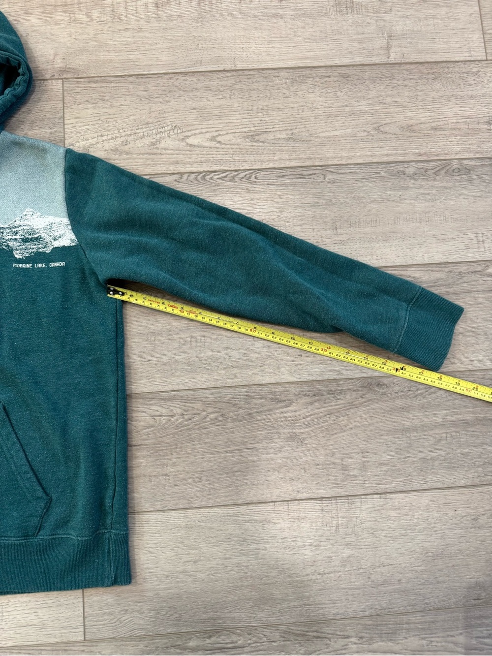 Teal Pullover Hoodie with Mountain and Moraine Lake Canada Graphic - Picture 4 of 9